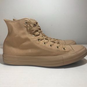 Brand New Tan & Gold High Top Converse
